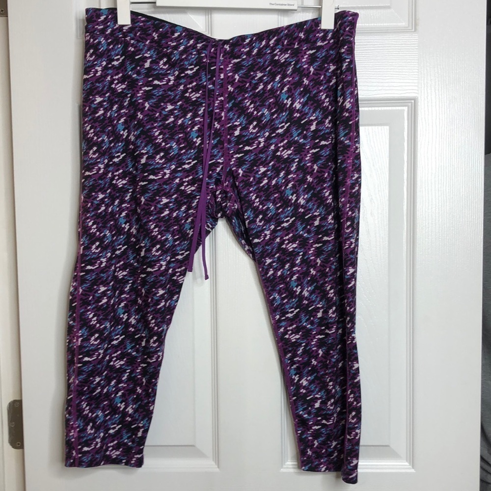 Nike Dri Fit Purple Blue Capris Work Out Athletic‎ 1X Zipper Pocket Plus Size